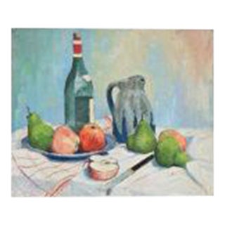 French Vintage Still Life Painting on Board For Sale