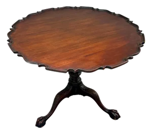 Early 20th Century Federal Style Mahogany Piecrust Birdcage Tilt-Top Table.
