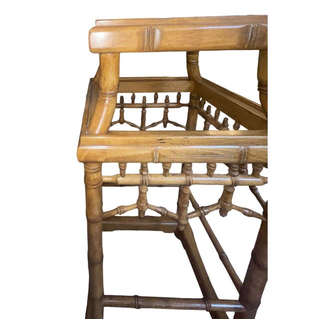 Pair of Early 20th Century Chinese Hand Carved Wood Pedestals Faux Bamboo Style For Sale - Image 4 of 8
