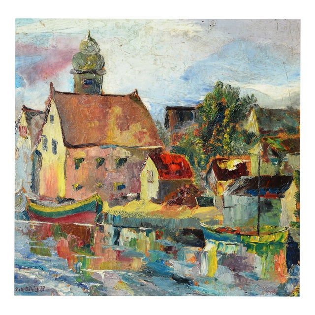 Rolf Böhlig, Expressive River Landscape, 1973, Oil Painting For Sale