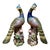 Lovely vintage pair of hand-painted porcelain peacock bird figurines, circa mid-20th century. Beautifully detailed in...