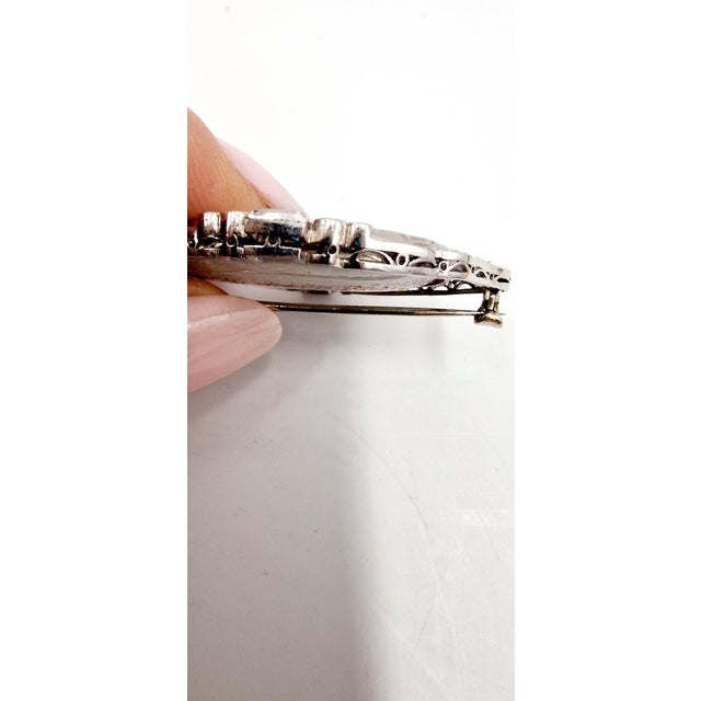 Mid-Century 18 Karat White Gold Brooch with Multicolored Opal, Diamonds and Sapphires, Italy, 1950s For Sale - Image 10 of 15