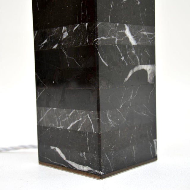 Vintage Marble and Brass Table Lamp, 1970s For Sale - Image 9 of 11