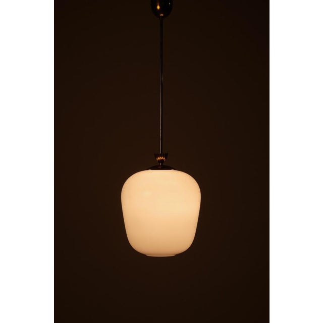 Glass and Brass Pendant attributed to Böhlmarks, Sweden, 1940s For Sale - Image 6 of 9