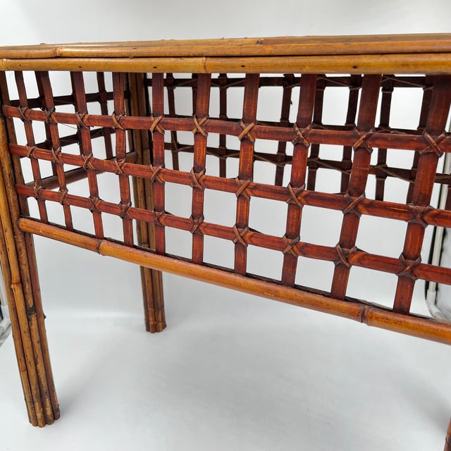 Vintage Pencil Reed Bamboo Side Table For Sale - Image 11 of 18