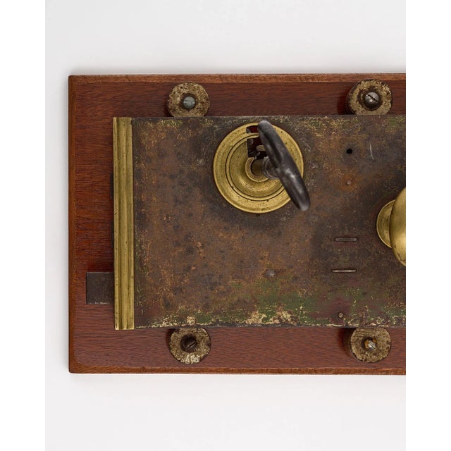Brown Mounted Antique Mansion Lock and Key For Sale - Image 8 of 10