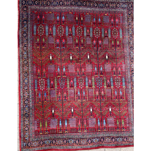 Antique Persian Bijar Halvayi Carpet, Forest Design For Sale - Image 12 of 12