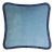 Happy Cushion Cover in Velvet Light Blue with Blue Fringes For Sale