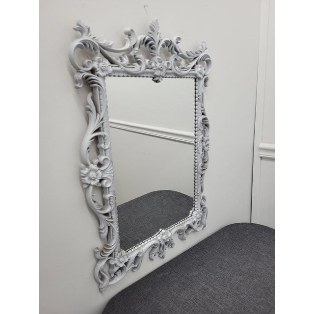 Glass Vintage White Turner Square Wall Mirro For Sale - Image 7 of 10