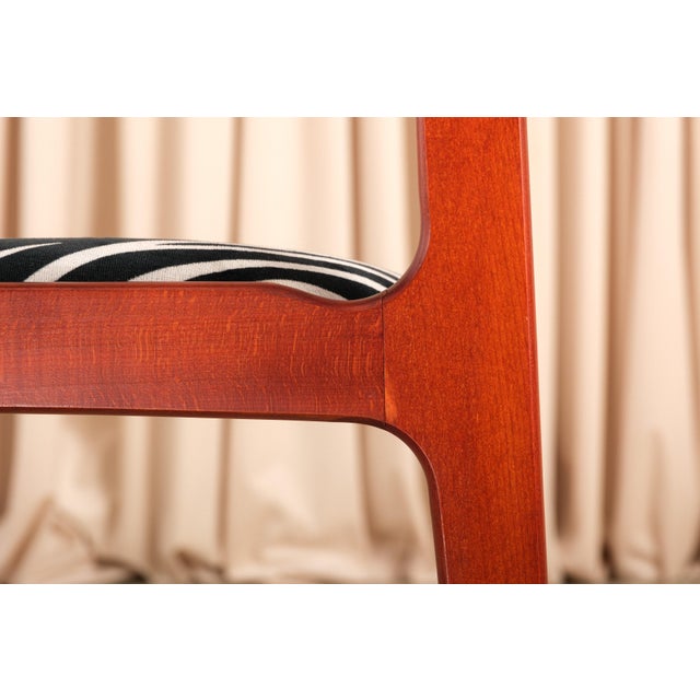 Wood Vintage Set of 4 Danish Modern Teak Dining Chairs 1960s Zebra Print For Sale - Image 7 of 18