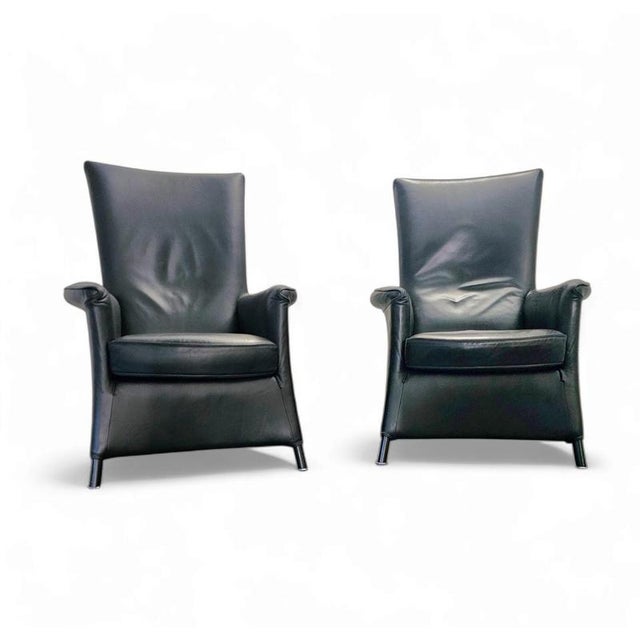 Lounge Chairs in Black Leather by Paolo Piva, Set of 2 For Sale - Image 18 of 18