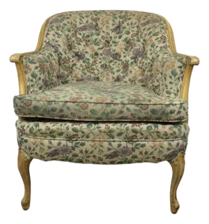 Vintage French Provincial Style Club Chair With Tufted Seat Back