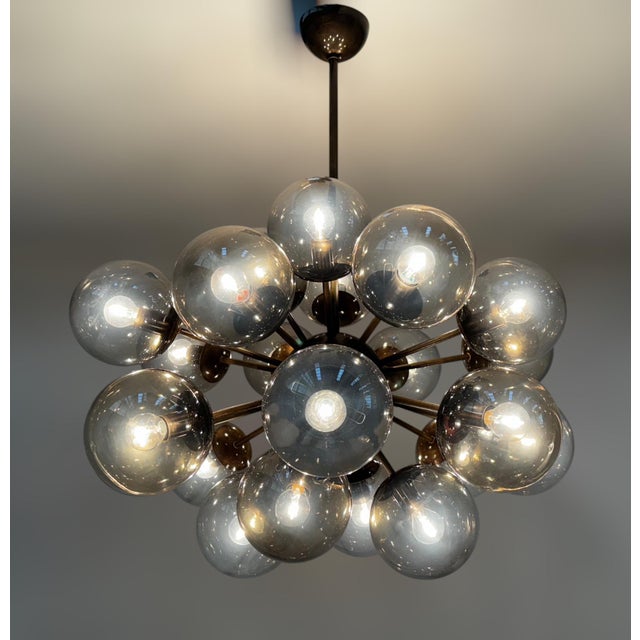 Brown 21st Century Ovale Bronze Smoky Murano Sputnik Chandelier by Fabio LTD For Sale - Image 8 of 9