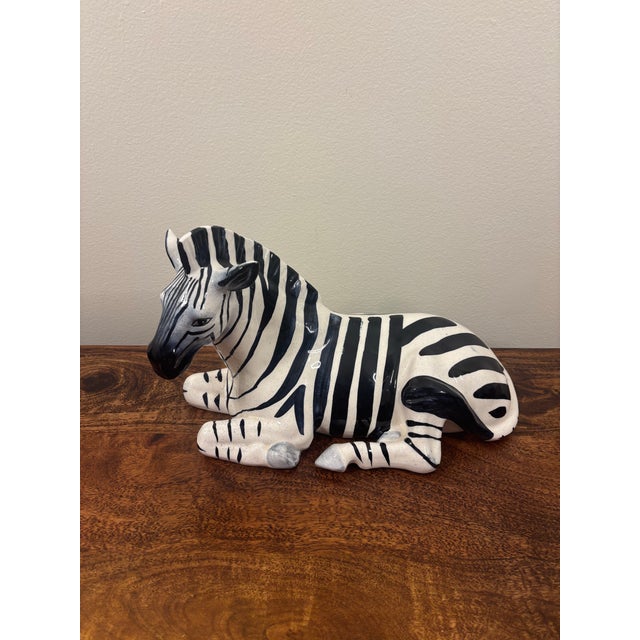 Ceramic 1950s Italian Mid-Century Hand-Painted Ceramic Zebra Sculpture For Sale - Image 7 of 8