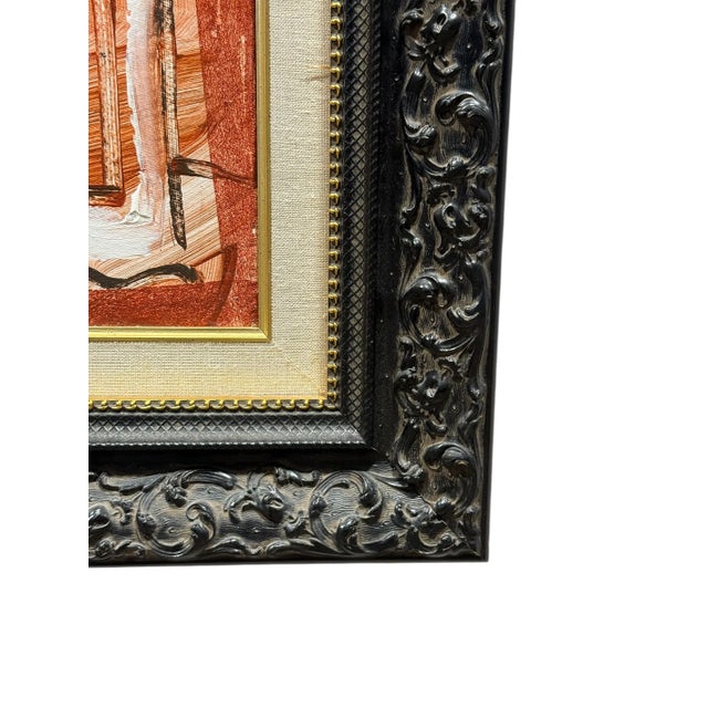 A bold mid century modern abstract oil painting featuring expressive color and modernist composition. This original...