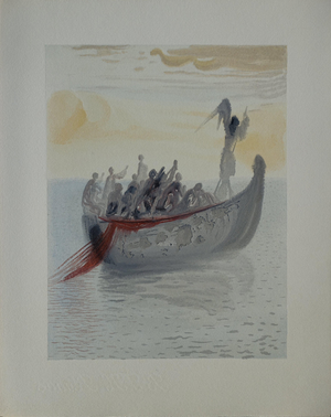 Salvador Dali, La barque du nocher, Etching