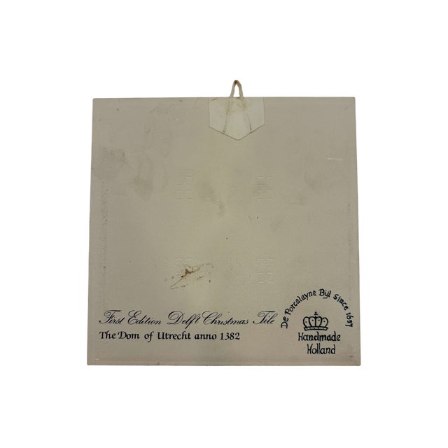 First Edition Delft Christmas 1989 Blue and White Decorative Tile Plate Art For Sale In Indianapolis - Image 6 of 9