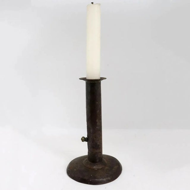 Early 19th Century Early 19th Century Primitive Iron Hogscraper Candlestick For Sale - Image 5 of 10