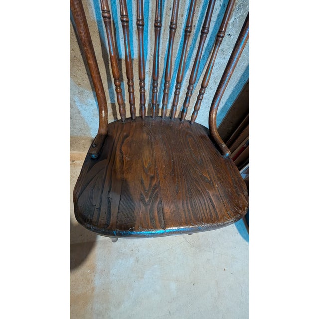 Wood Set of Four (4) Antique Oak Pressed Back Dining Chairs For Sale - Image 7 of 11