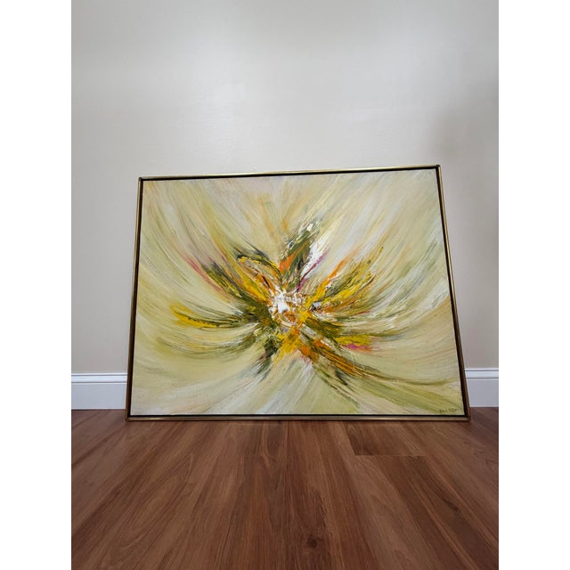 Abstract Mid-Century Abstract Oil Painting Canvas Rita L. Frost For Sale - Image 3 of 14