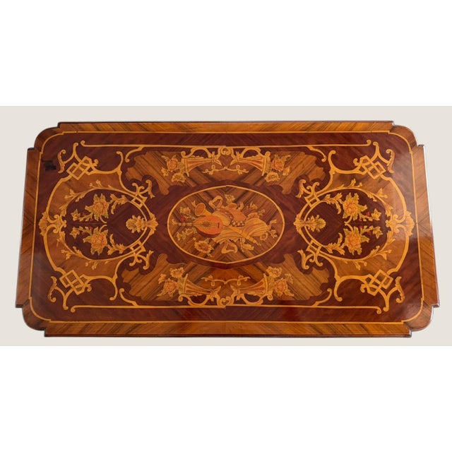 Antique Louis XVI Revival Musical Trophy Marquetry Coffee Table, C. 1890–1910 For Sale - Image 10 of 14