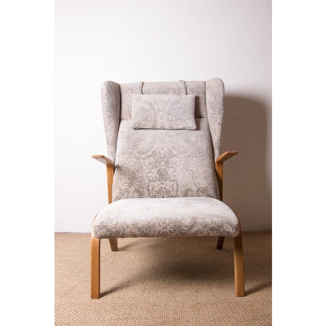 Large High Armchair in Curved Beech and Fabric Konkav Model by Paul Bode for Federholz. For Sale - Image 15 of 18