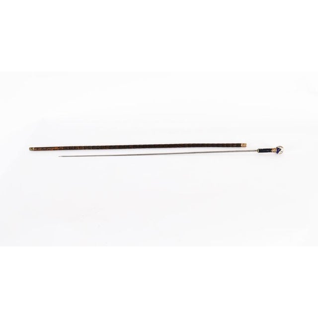Antique French Gold Plate and Porcelain Walking Sword Stick, 1800s For Sale - Image 3 of 18
