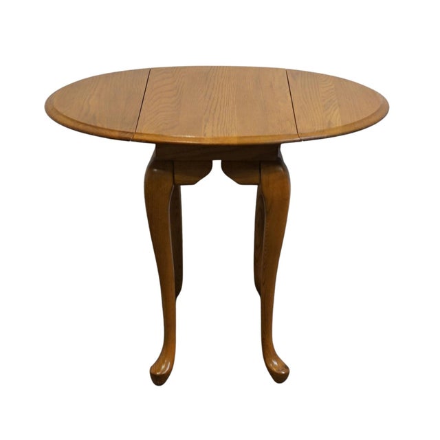 Brown Broyhill Furniture Solid Oak Early American Country Style 32" Drop Leaf Accent End Table 794-2083 For Sale - Image 8 of 13