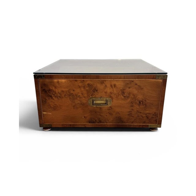 Pair of Fine Scandinavian Burr Maple Campaign Drawers with Brass Motifs A superb pair of Scandinavian burr maple campaign...