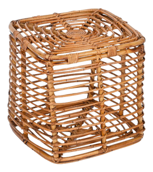 Mid-Century Rattan and Wicker Square Pouf Stool by Tito Agnoli, Italy, 1970s