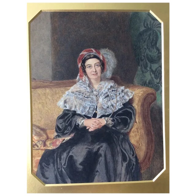 Mid 19th Century Original Antique C1840 Primitive Watercolor Painting, Emily Holland, London For Sale - Image 5 of 11