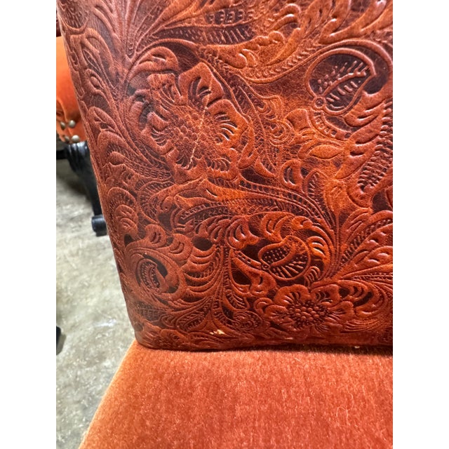 Old Hickory Tannery Leather & Mohair Dining Chairs - Set of 4 For Sale - Image 9 of 12