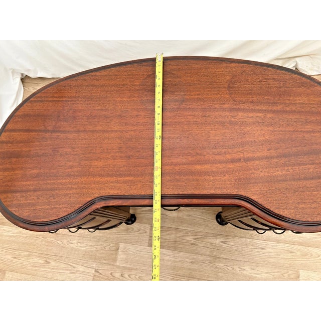 Antique Victorian Desk Kidney Shaped Vanity Seven Dovetail Drawers Mahogany For Sale - Image 10 of 13