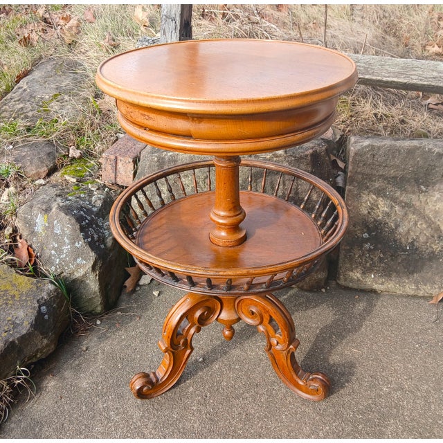 Antique Walnut Sewing Basket Table Stand 1860s Rare An antique solid walnut sewing basket table stand that is so very rare...
