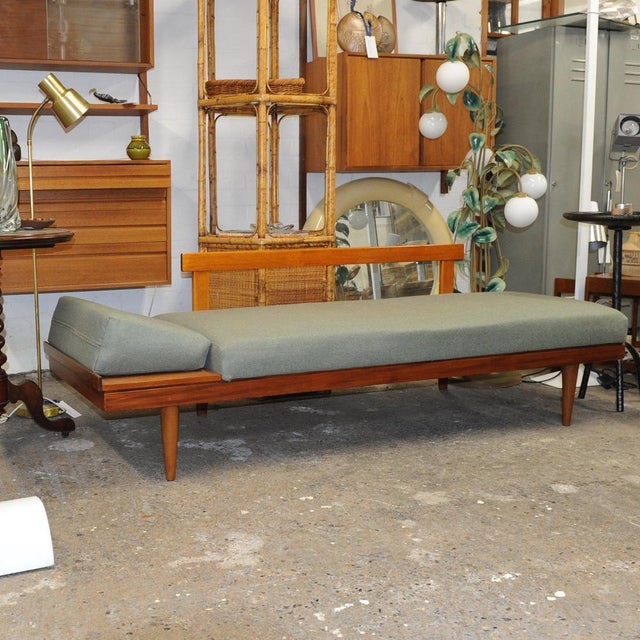 Vintage Scandinavian Daybed in Teak and Pale Green Fabric by Ingmar Relling for Ekornes, 1960s For Sale - Image 3 of 16