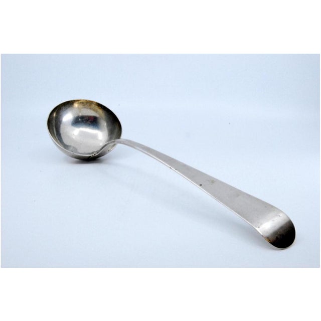 Metal Plain Silver Soup Ladle with Handle For Sale - Image 7 of 9