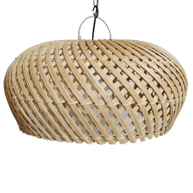 2020s Rattan Dome Swirl Pendant Light Medium For Sale - Image 5 of 9