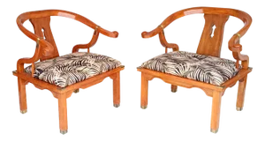 Set of American Horseshoe Armchairs in the style of James Mont, 1990s