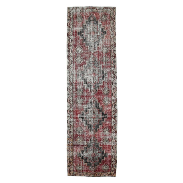 Red 1960s Turkish Hand-Knotted Red Runner Rug For Sale - Image 8 of 8
