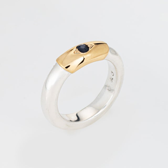 Stylish & finely detailed vintage Ilias Lalaounis sapphire ring, crafted in sterling silver & 18 karat yellow gold (circa...