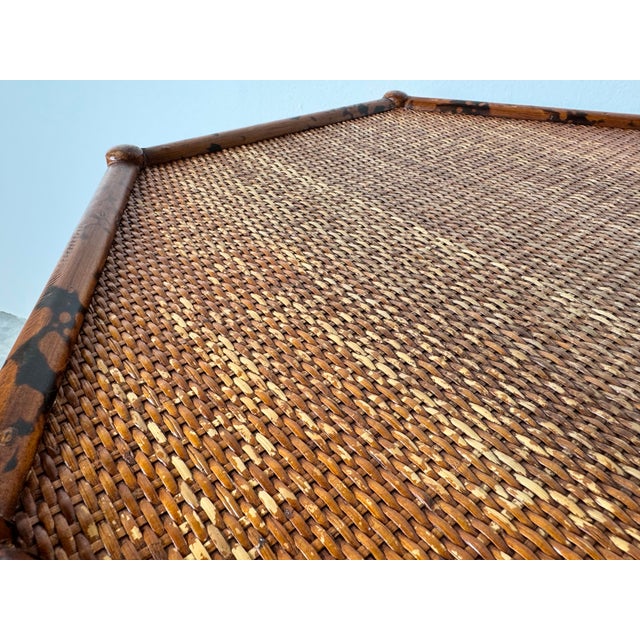 Vintage Faux - Tortoise Shell Finish Rattan and Cane Hexagonal Side ...