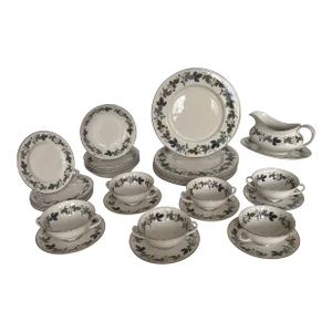 Vintage Royal Doulton Dinnerware "Burgundy", Made in England, Place Settings for 6, 32 Pieces