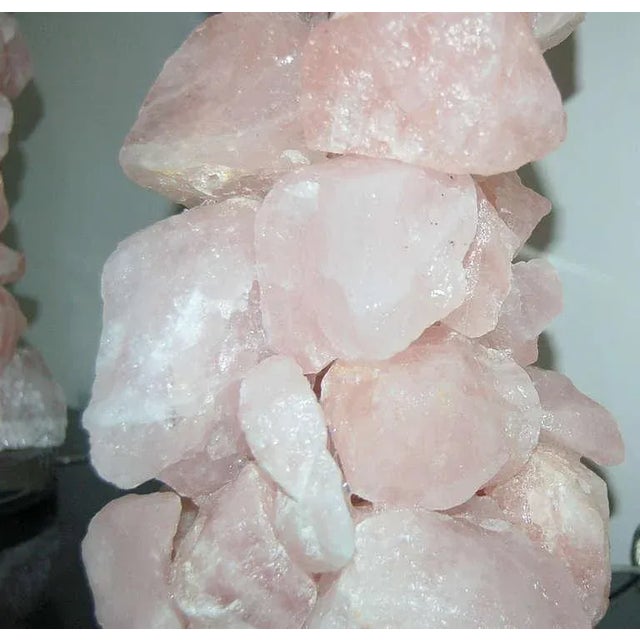 Pink Brazilian Pink Quartz Table Lamp Sculptures by Swank Lighting For Sale - Image 8 of 12