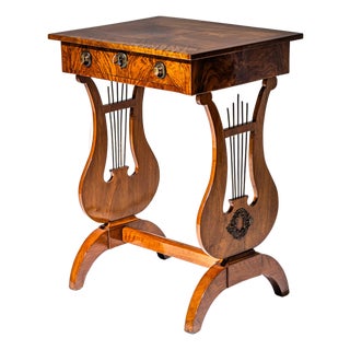 Biedermeier Lyre Sewing Table, 1830 For Sale