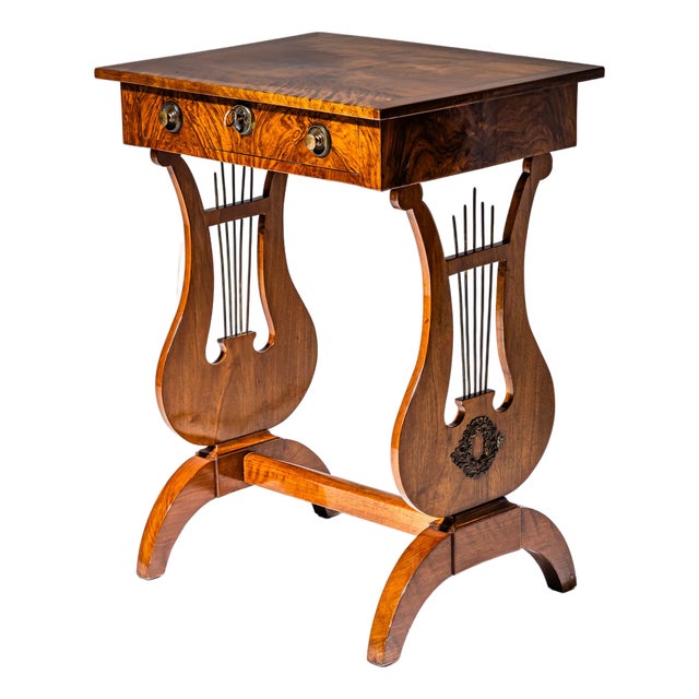 Biedermeier Lyre Sewing Table, 1830 For Sale