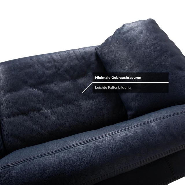 Animal Skin DS 17 3-Seater Sofas in Dark Blue Leather from de Sede, Set of 2 For Sale - Image 7 of 13