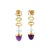 Contemporary Late 20th Century 14k Yellow Gold Topaz, Peridot and Amethyst Drop Earrings, Pair For Sale - Image 3 of 4