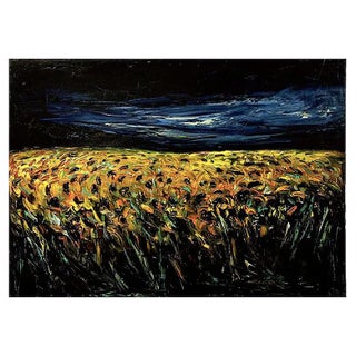 Sunflower Field - Original Oil on Canvas by Claudio Palmieri - 1985 1985 For Sale