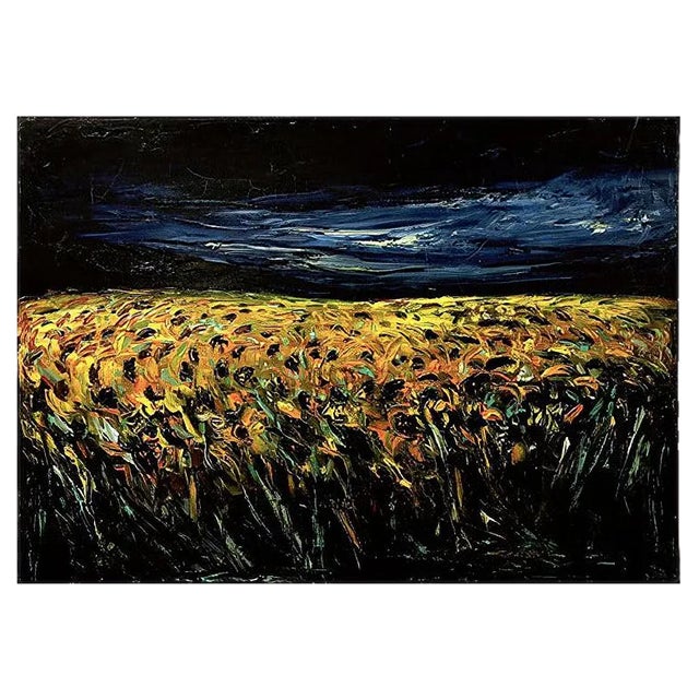 Sunflower Field - Original Oil on Canvas by Claudio Palmieri - 1985 1985 For Sale