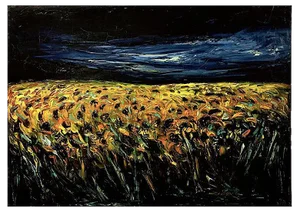 Sunflower Field - Original Oil on Canvas by Claudio Palmieri - 1985 1985